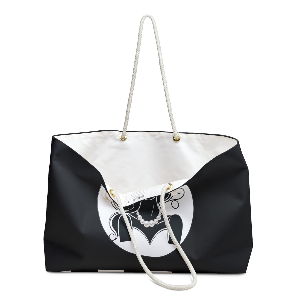 Pearls & Curls 1 | Black Double-Sided Weekender Bag