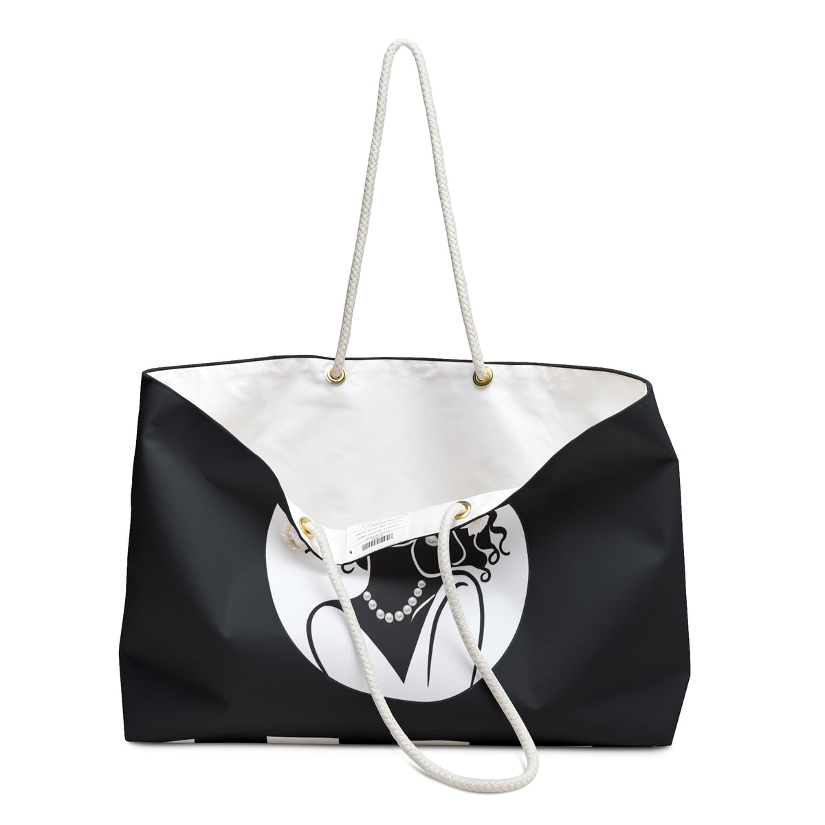 Pearls & Curls 2 | Black Double-Sided Weekender Bag