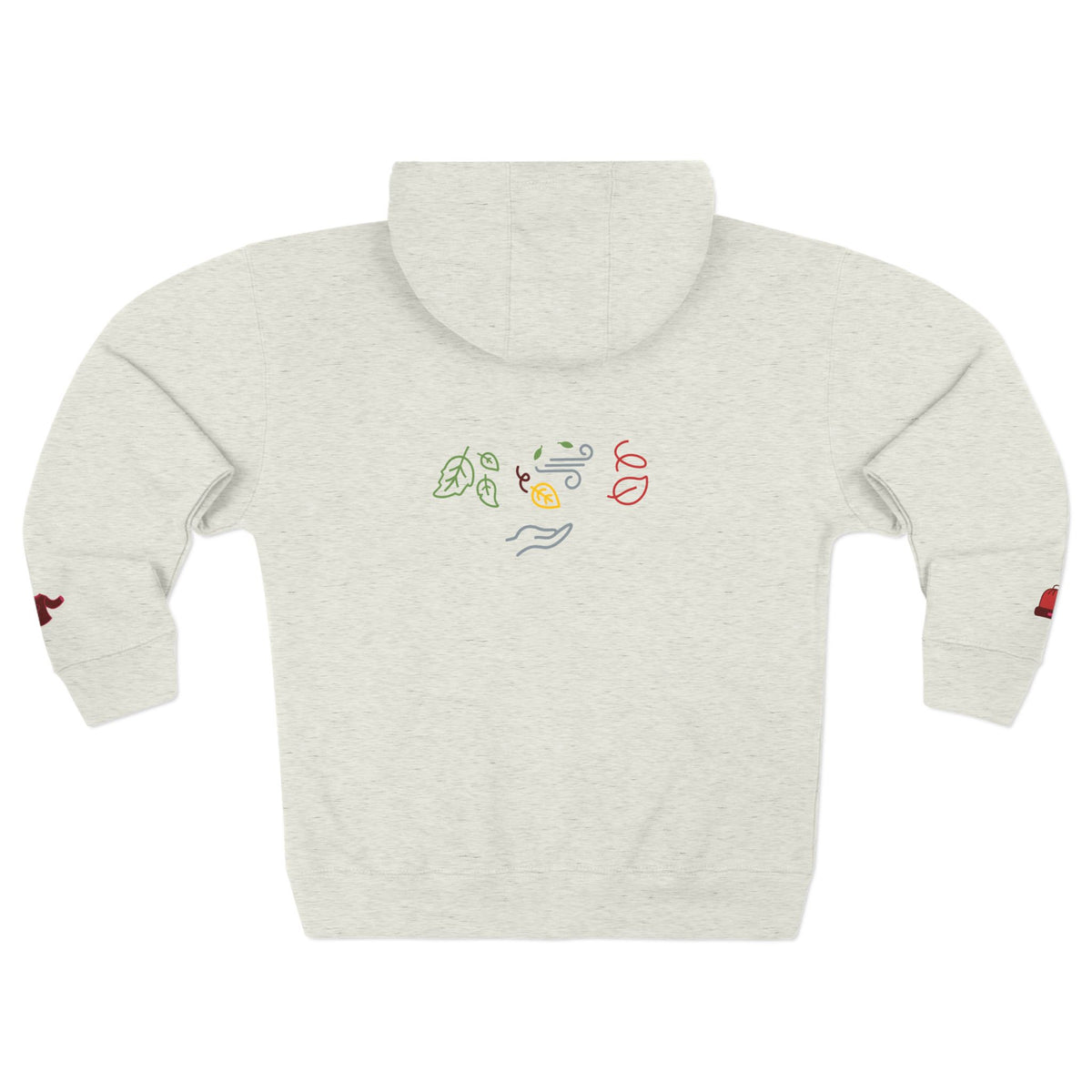 Autumn Harvest 6 | 'Sweater Weather' Graphic Icon Zip Hoodie (non-embroidered) — Cozy Fall Hoodie with Autumn Icons, front and back design