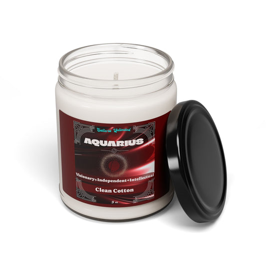 Aquarius | Clean Cotton Candle, 9oz (garnet)