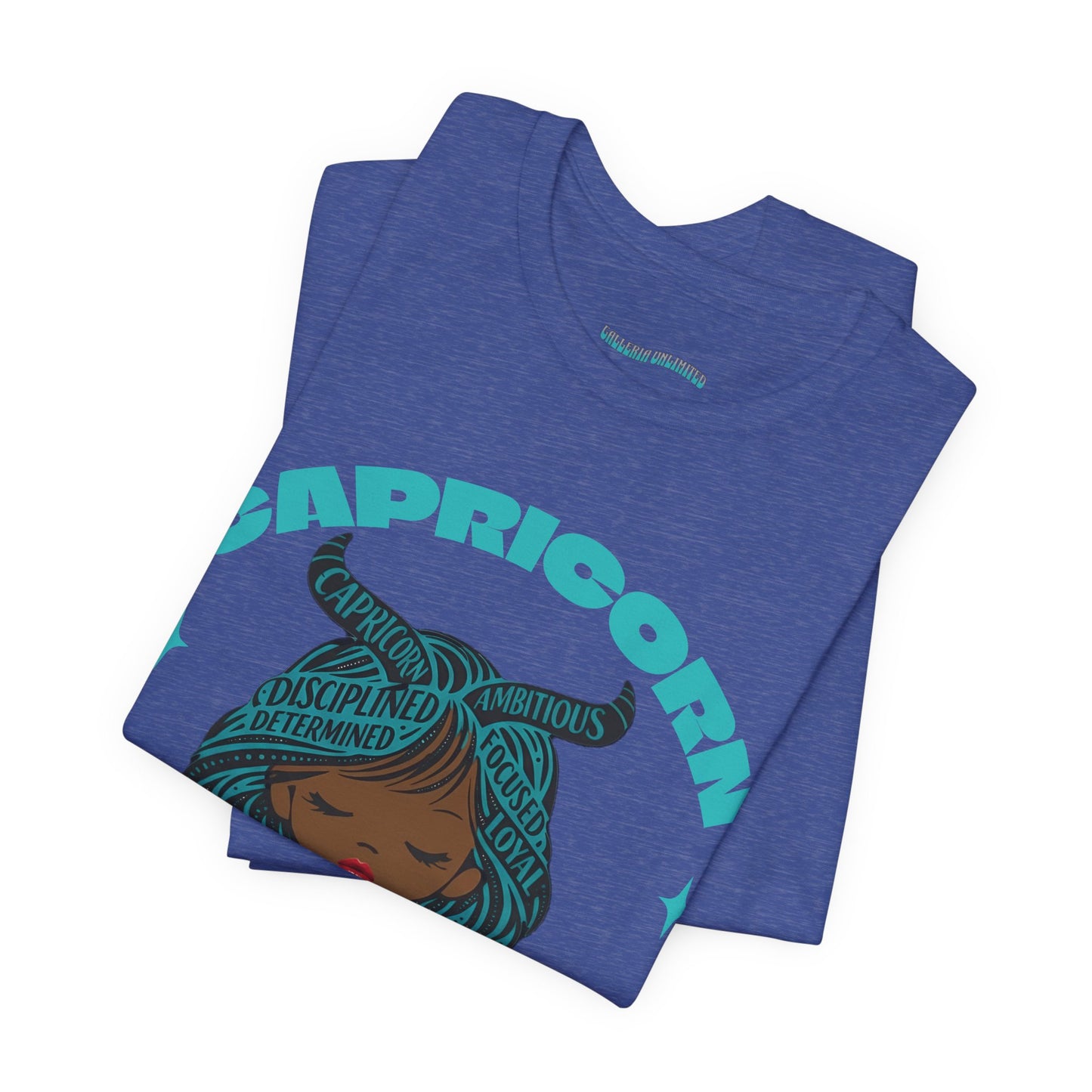 Capricorn | Word Art Graphic Tee2 (turquoise)--"Capricorn" Definition on Back