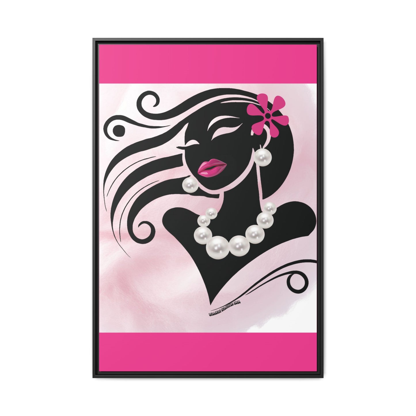 Pearls & Curls6 | Pink Pout - Framed Matte Canvas Art