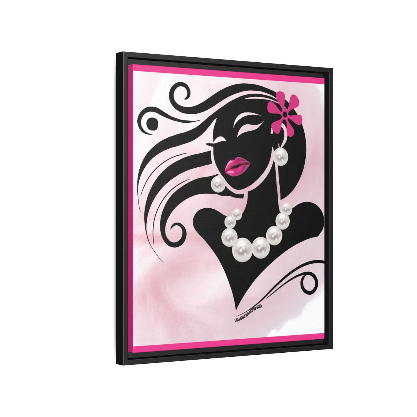 Pearls & Curls6 | Pink Pout - Framed Matte Canvas Art