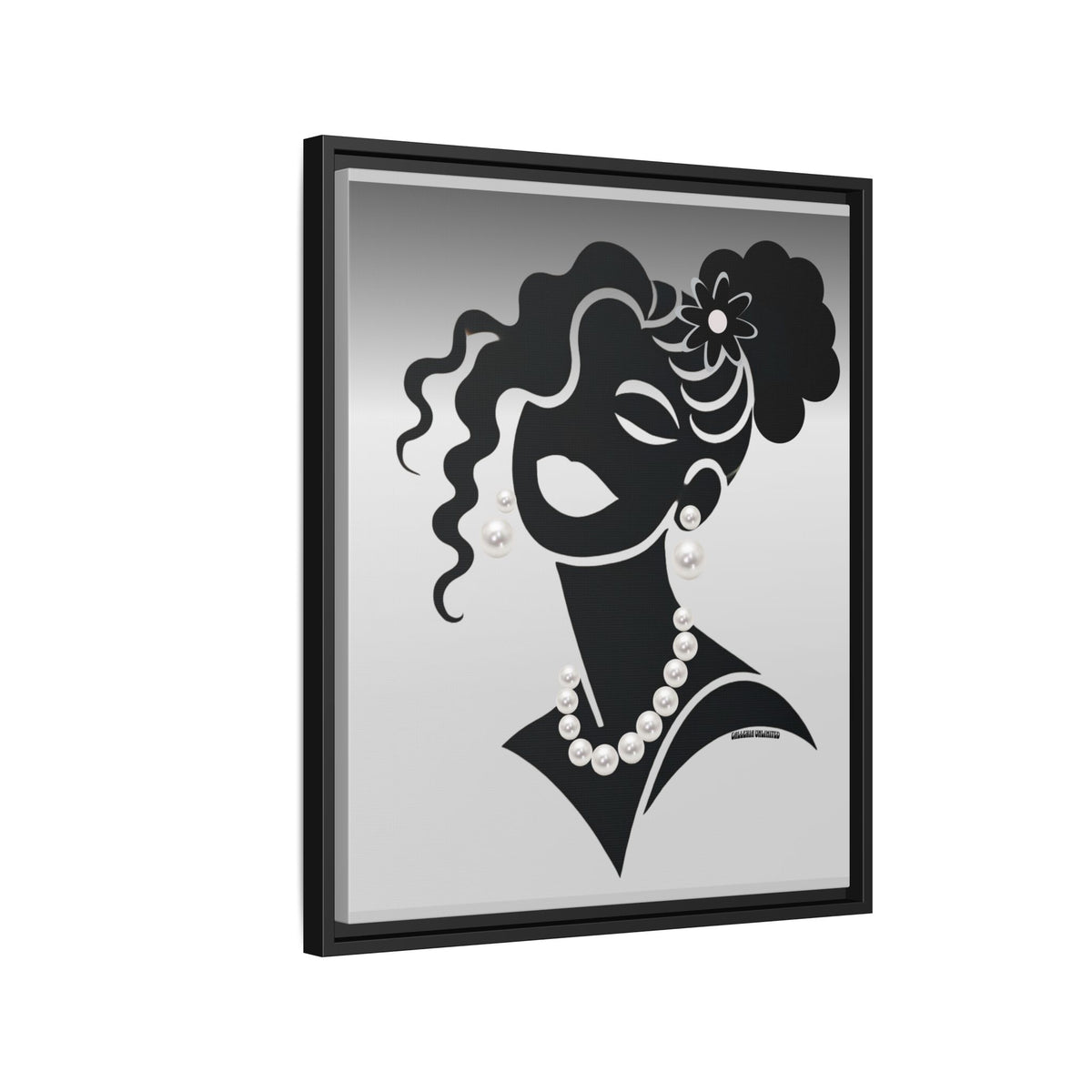 Pearls & Curls 5 | Black and White Framed Matte Canvas Wall Art (black or white frame)