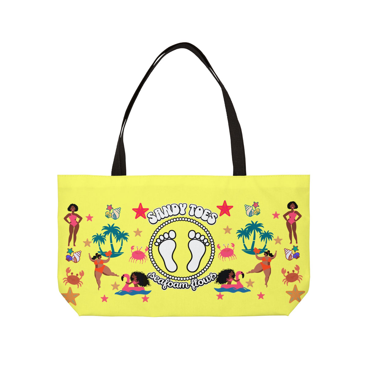 Sandy Toes | Pineapple Two-Sided Weekender Tote Bag (black girl)