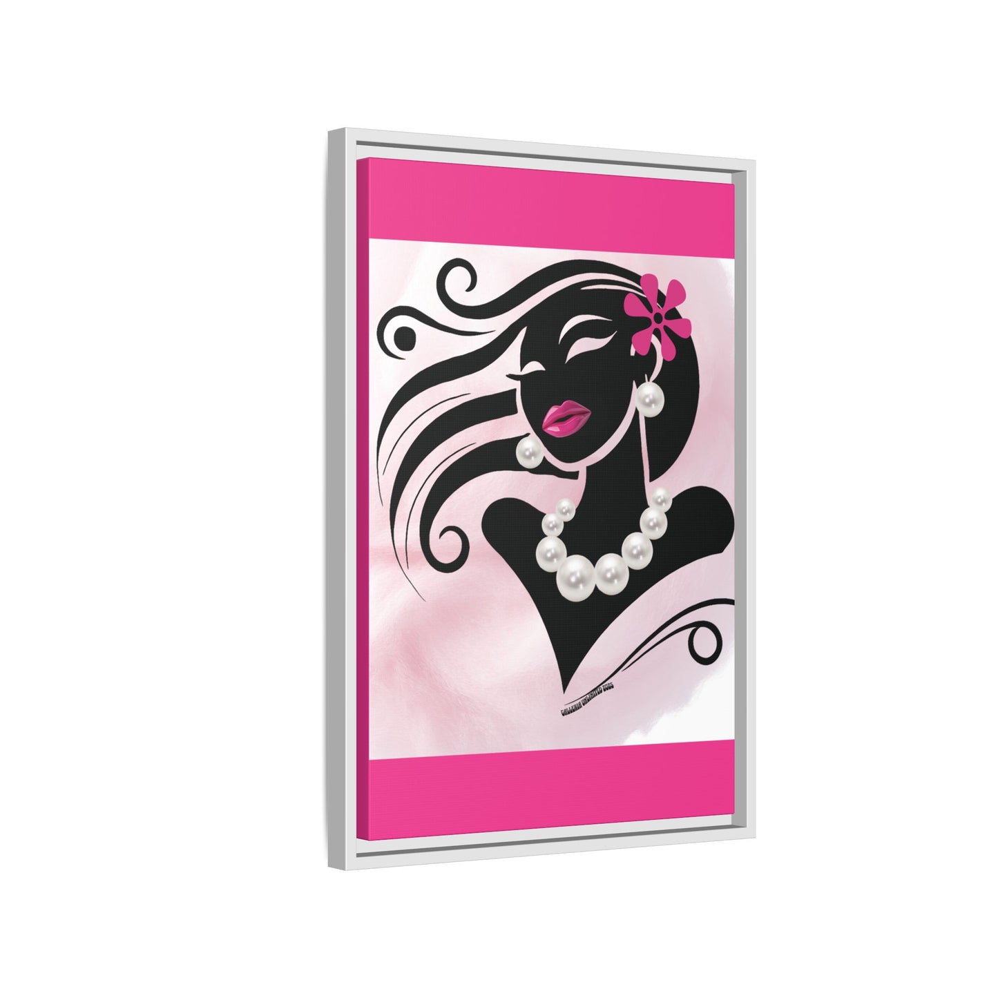 Pearls & Curls6 | Pink Pout - Framed Matte Canvas Art