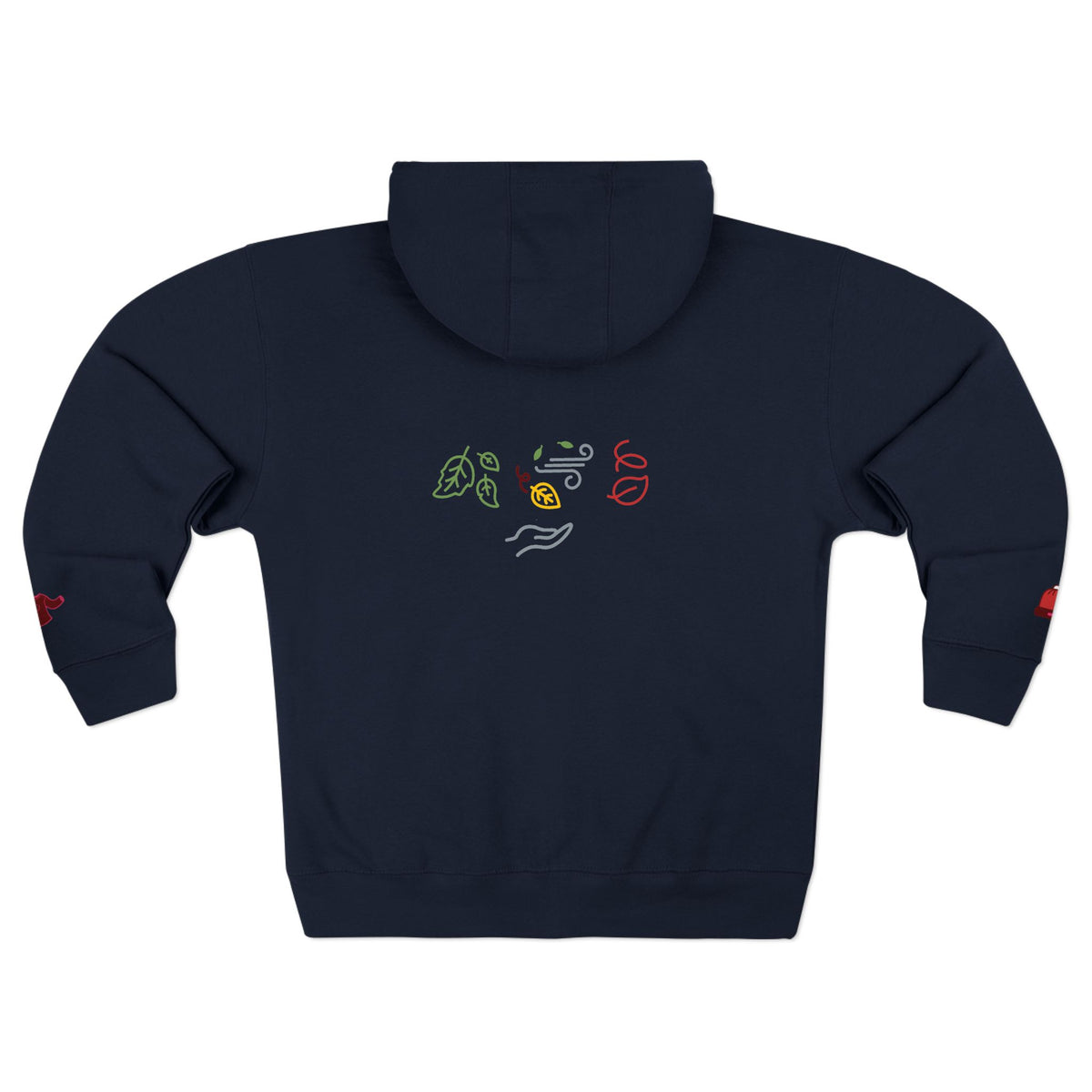 Autumn Harvest 6 | 'Sweater Weather' Graphic Icon Zip Hoodie (non-embroidered) — Cozy Fall Hoodie with Autumn Icons, front and back design