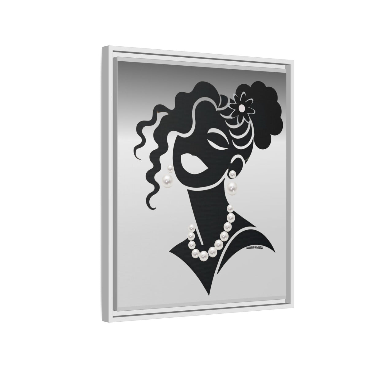 Pearls & Curls 5 | Black and White Framed Matte Canvas Wall Art (black or white frame)