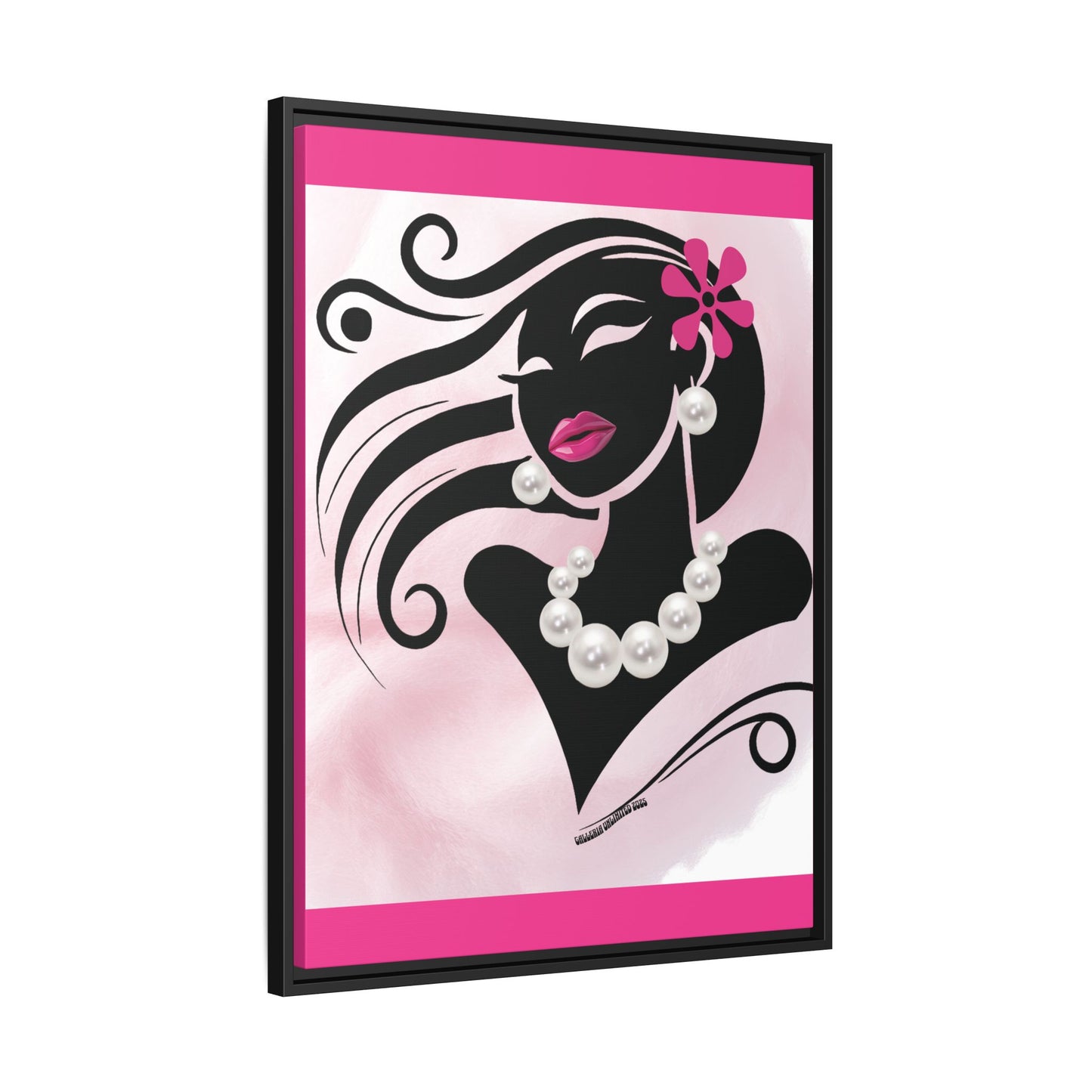 Pearls & Curls6 | Pink Pout - Framed Matte Canvas Art