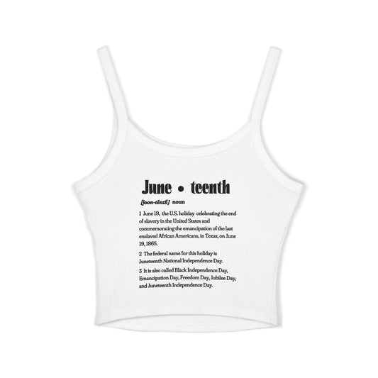 The 92% Club |Juneteenth Celebration Spaghetti Strap Baby Tank Top, front and back design