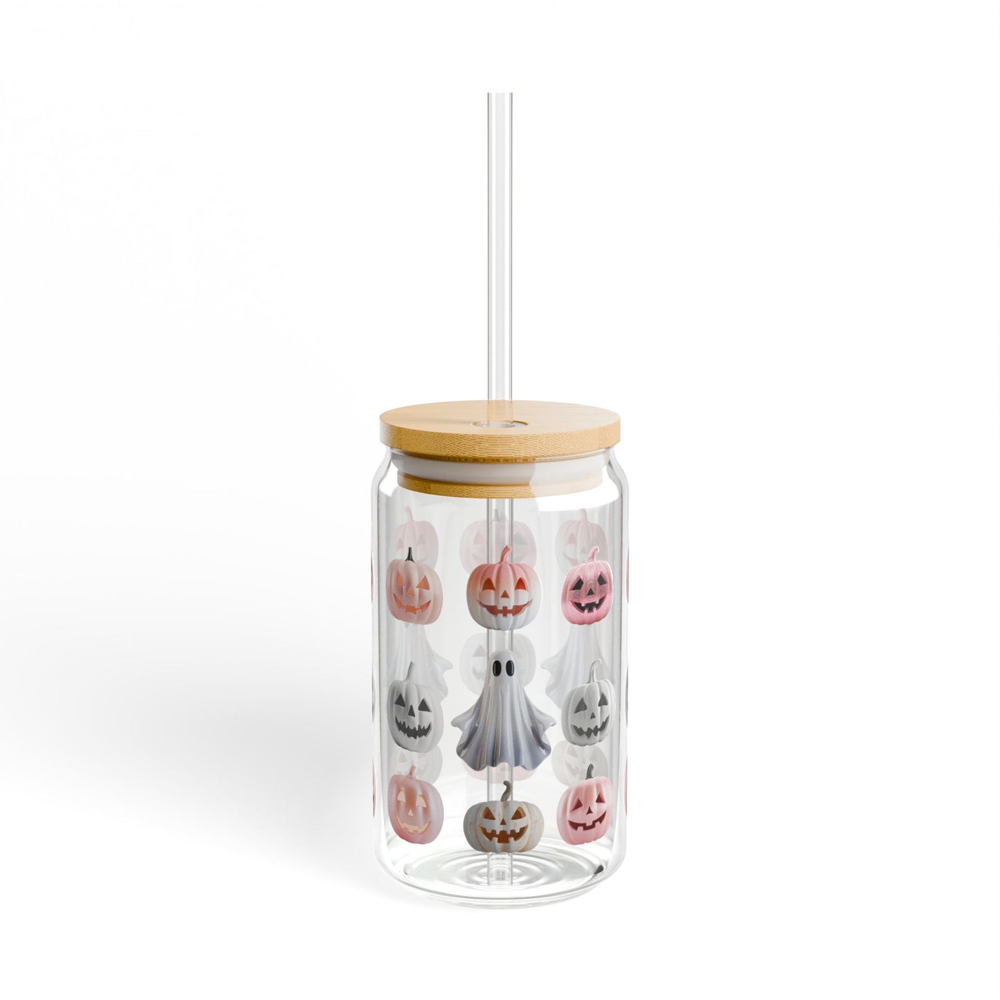 The Spooky Edit2 - Pink Jack O Lantern Sipper Glass, 16oz