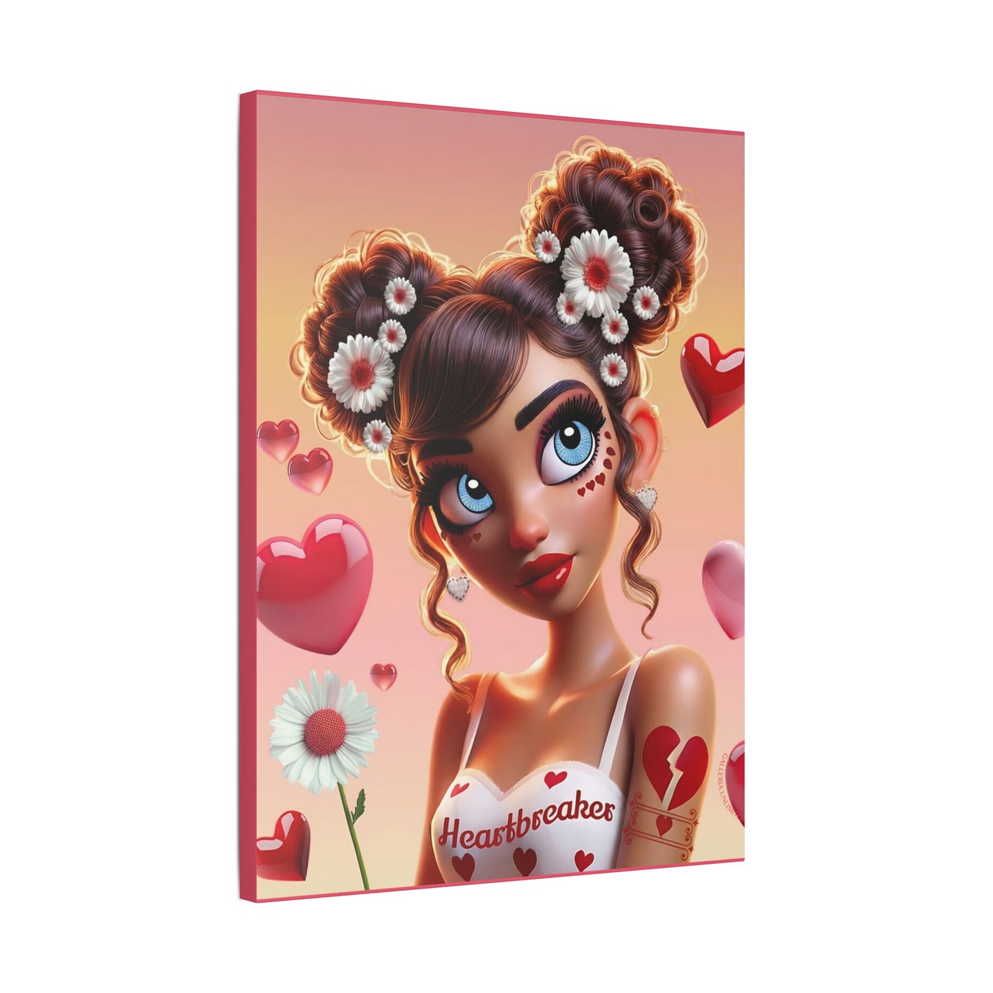Heartbreaker 1 l Raspberry Satin Stretched Canvas Wall Art