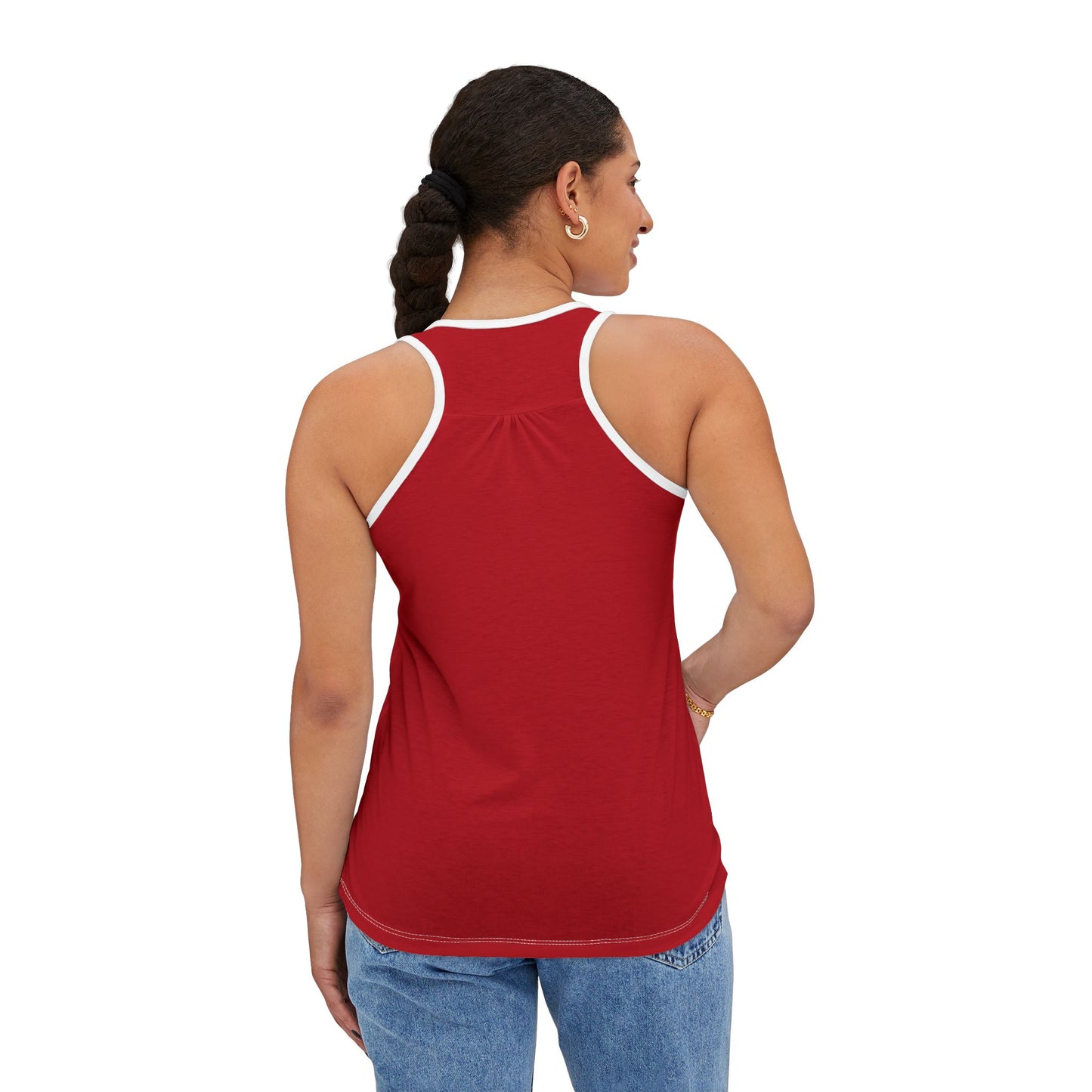 Pearls & Curls1 | Dark Red - Ruby Lips Ringer Tank (black or white trim)