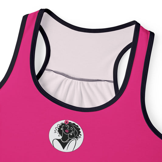 Pearls & Curls2| Pink - Pink Pout Ringer Tank (black or white trim)