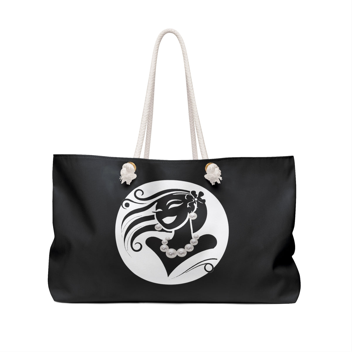 Pearls & Curls 6 | Black Double-Sided Weekender Bag