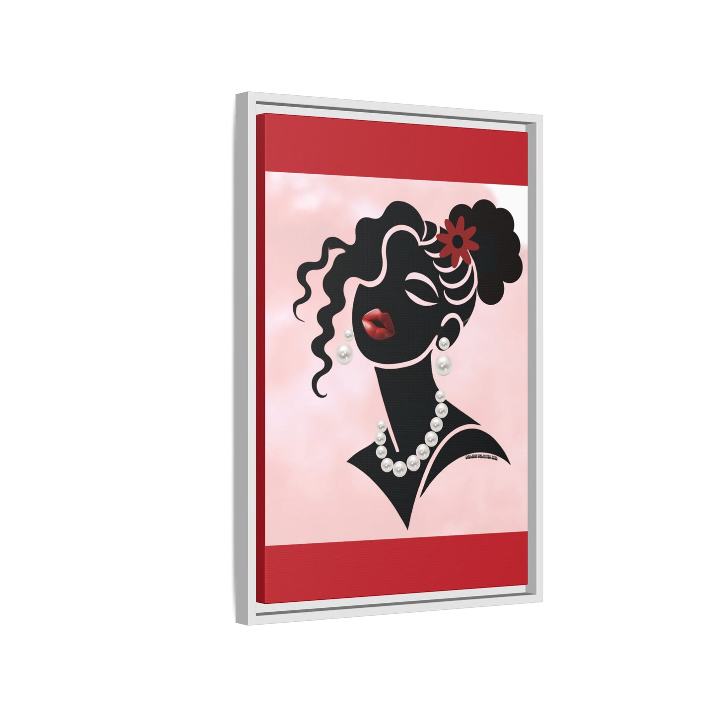 Pearls & Curls5 | Ruby Kiss - Framed Matte Canvas Art (black or white frame)