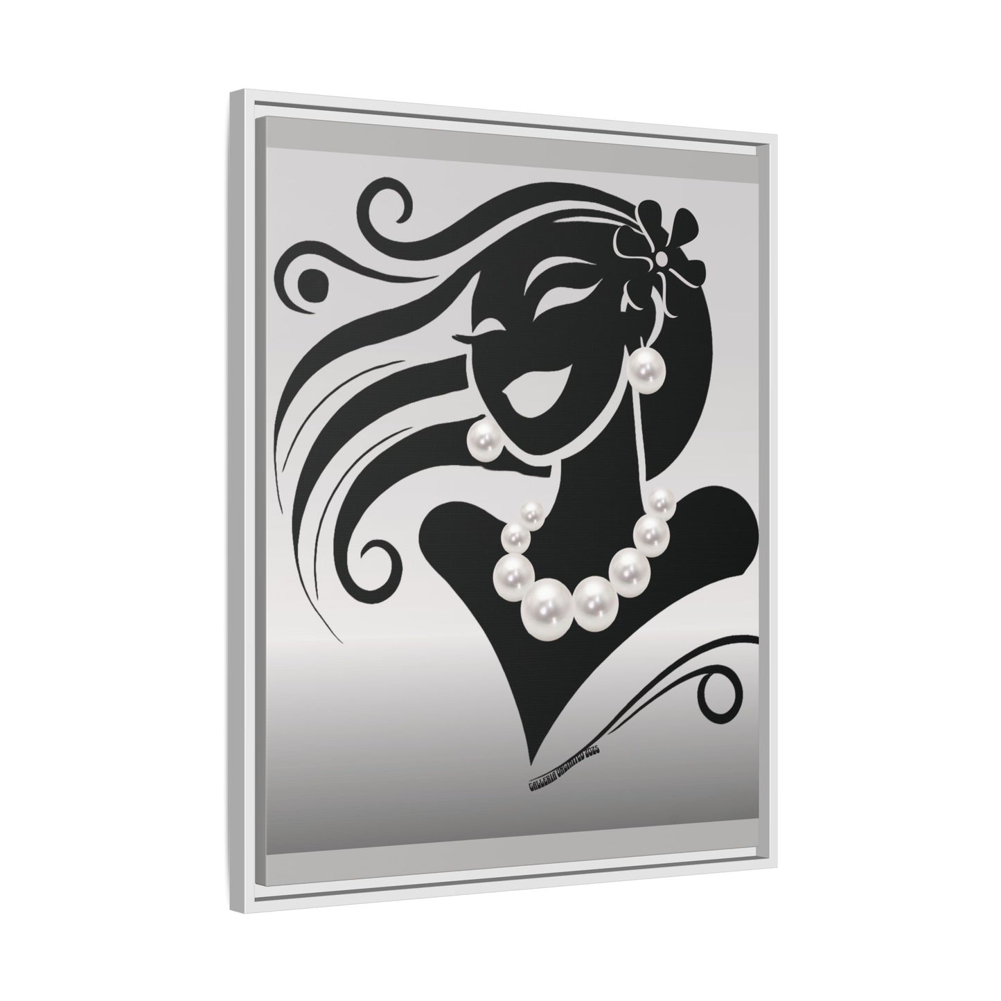 Pearls & Curls6 | Black and White - Framed Matte Canvas Art (black or white frame)