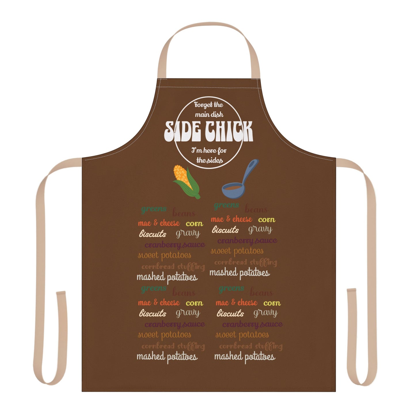The Thankful Edit3 — "Side Chick" Apron, brown (tan straps)