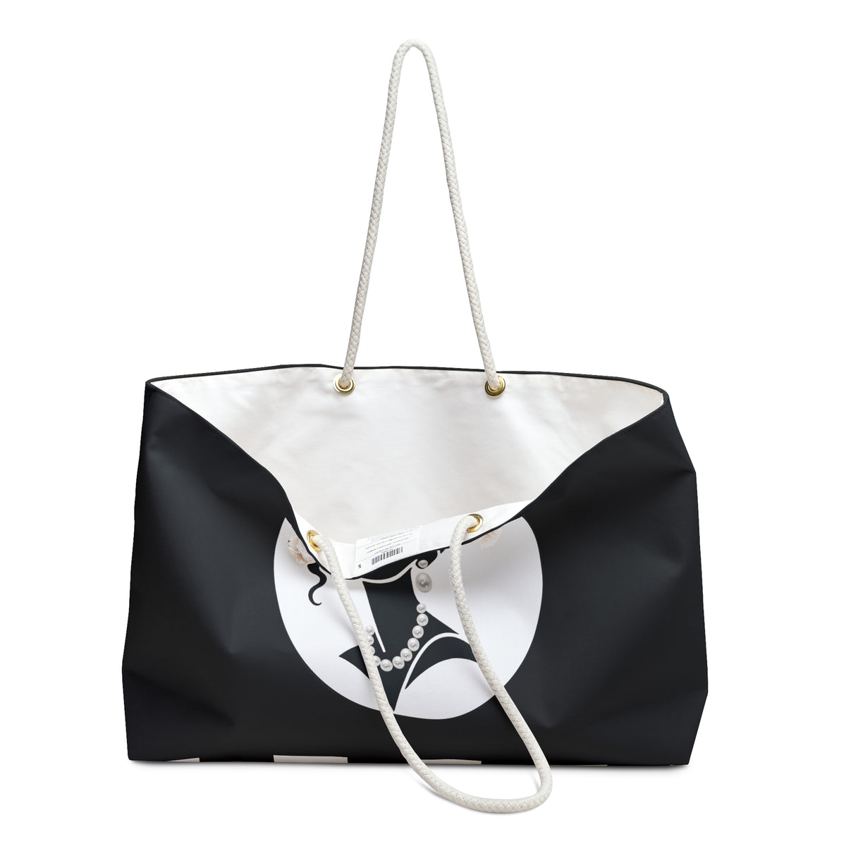 Pearls & Curls 5 | Black Double-Sided Weekender Bag