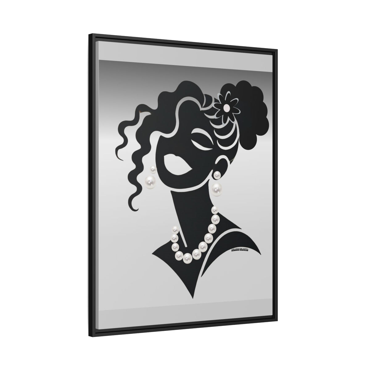 Pearls & Curls 5 | Black and White Framed Matte Canvas Wall Art (black or white frame)