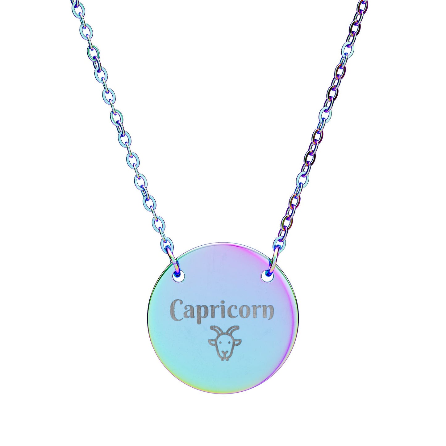 Capricorn | Medallion Goat Symbol Necklace (18K gold/rose gold, stainless steel, rainbow/black PVD coating)
