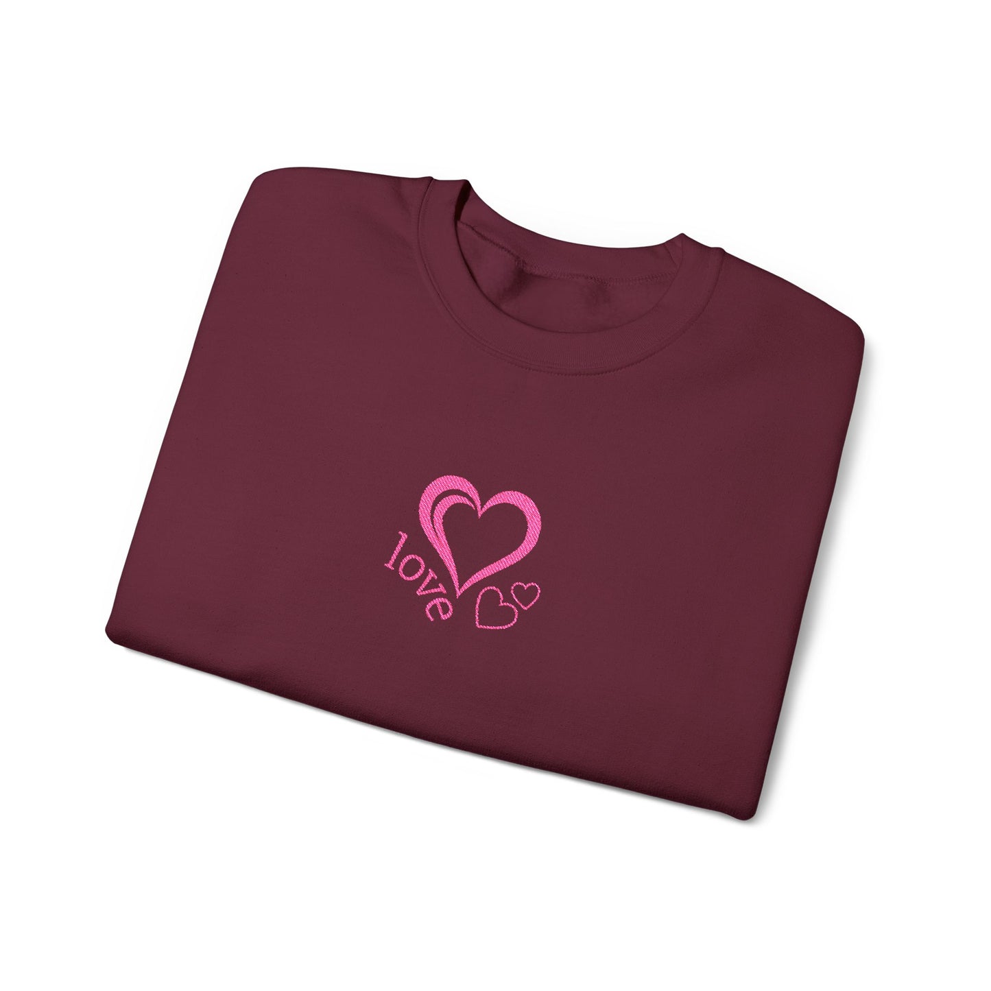 Heartbreaker 0 | Pink Embroidered Love Crewneck Sweatshirt
