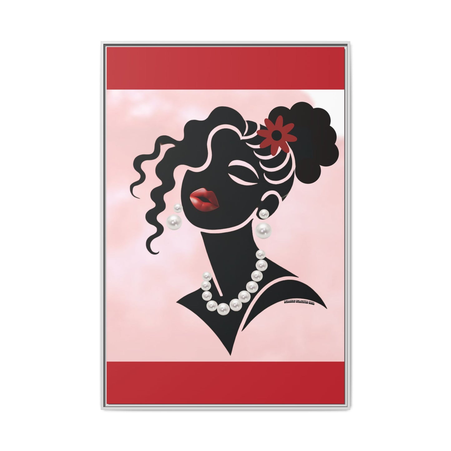 Pearls & Curls5 | Ruby Kiss - Framed Matte Canvas Art (black or white frame)