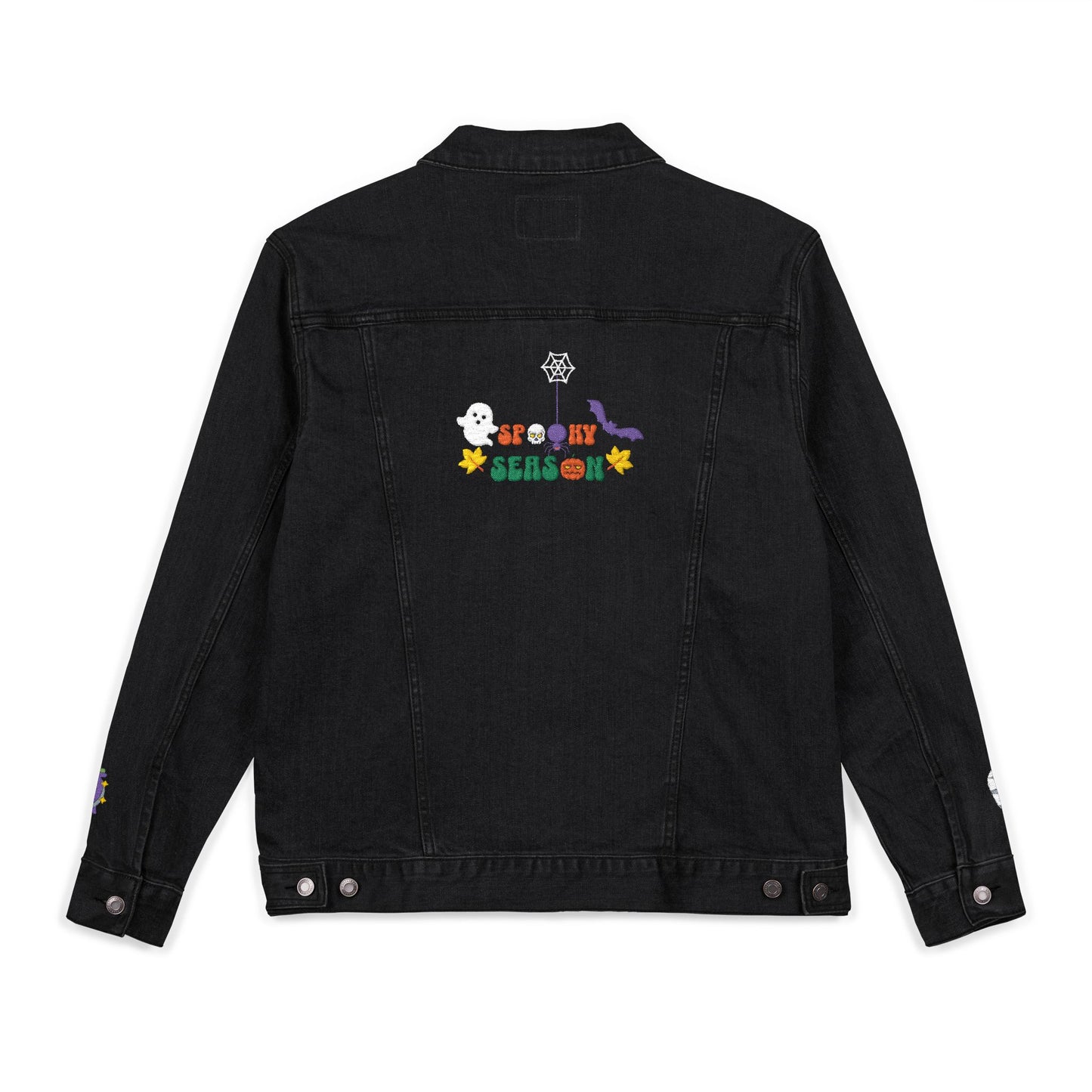 The Spooky Edit1 - Embroidered Denim Jacket (classic and black denim)