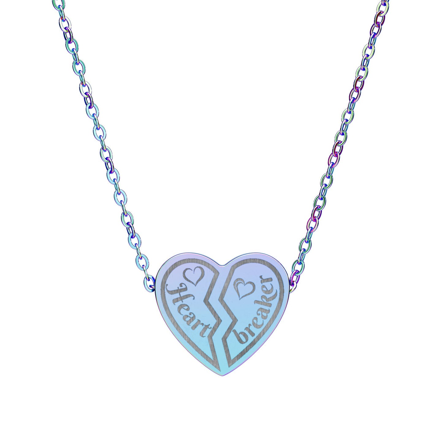 Heartbreaker 0 | Broken Heart Necklace (18K gold/rose gold, stainless steel, rainbow PVD coating)