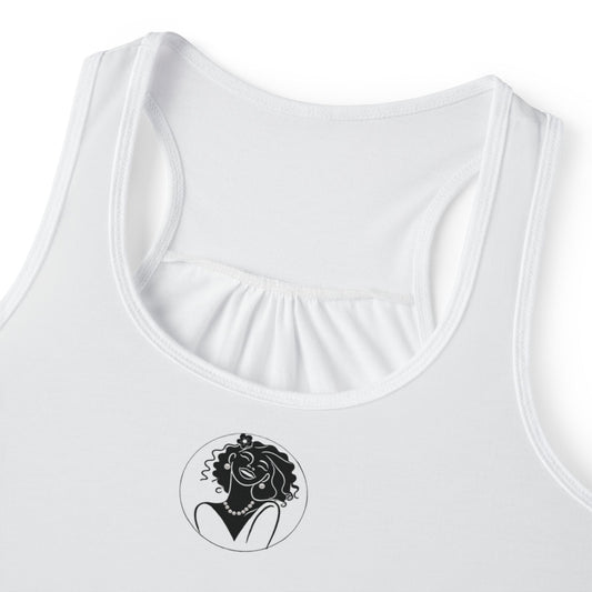 Pearls & Curls2 | White - Plain Ringer Tank (black or white trim)