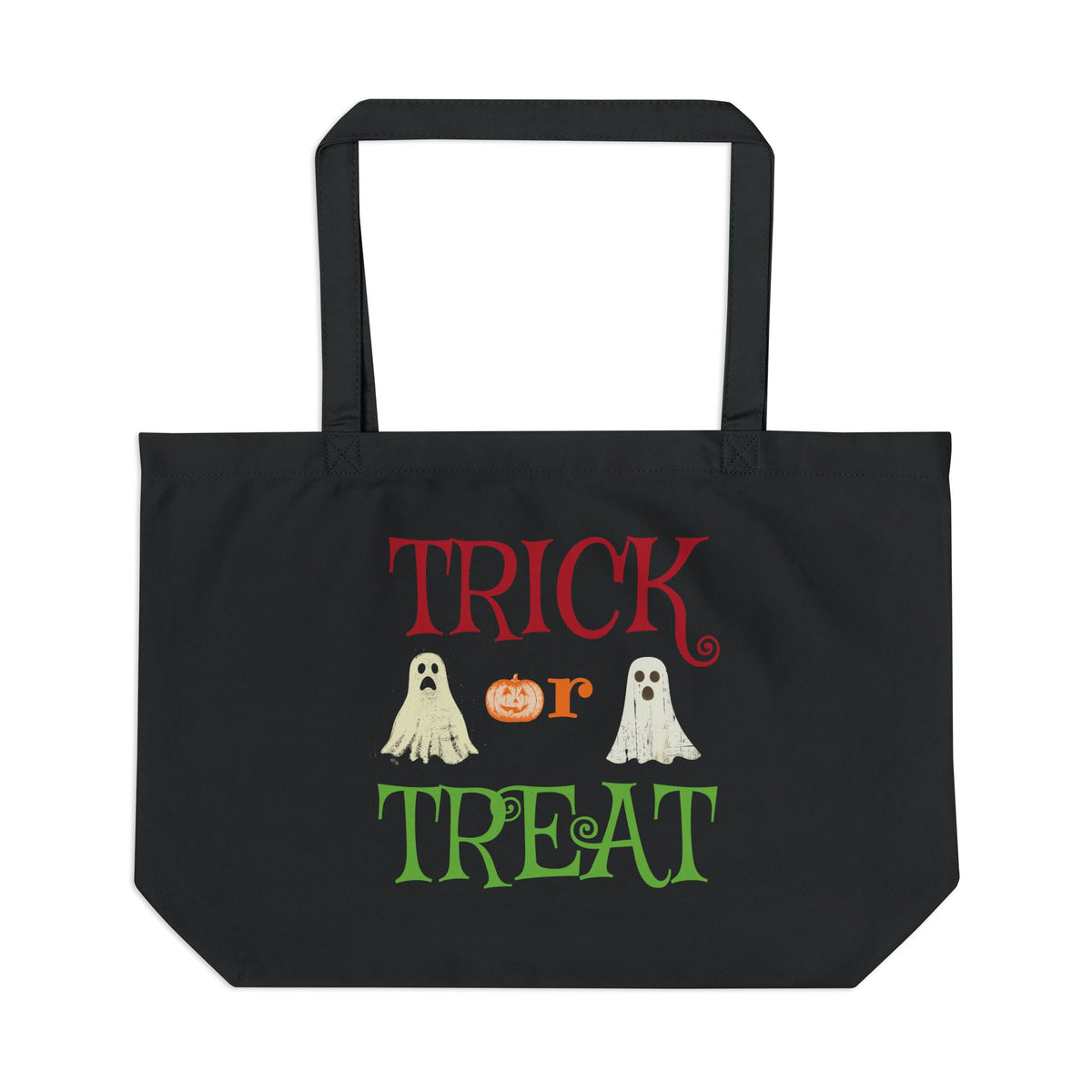 Spooky Season 1 | Halloween Trick or Treat Double-Sided Eco Tote — Cute Cartoon Scary Characters Canvas Bag