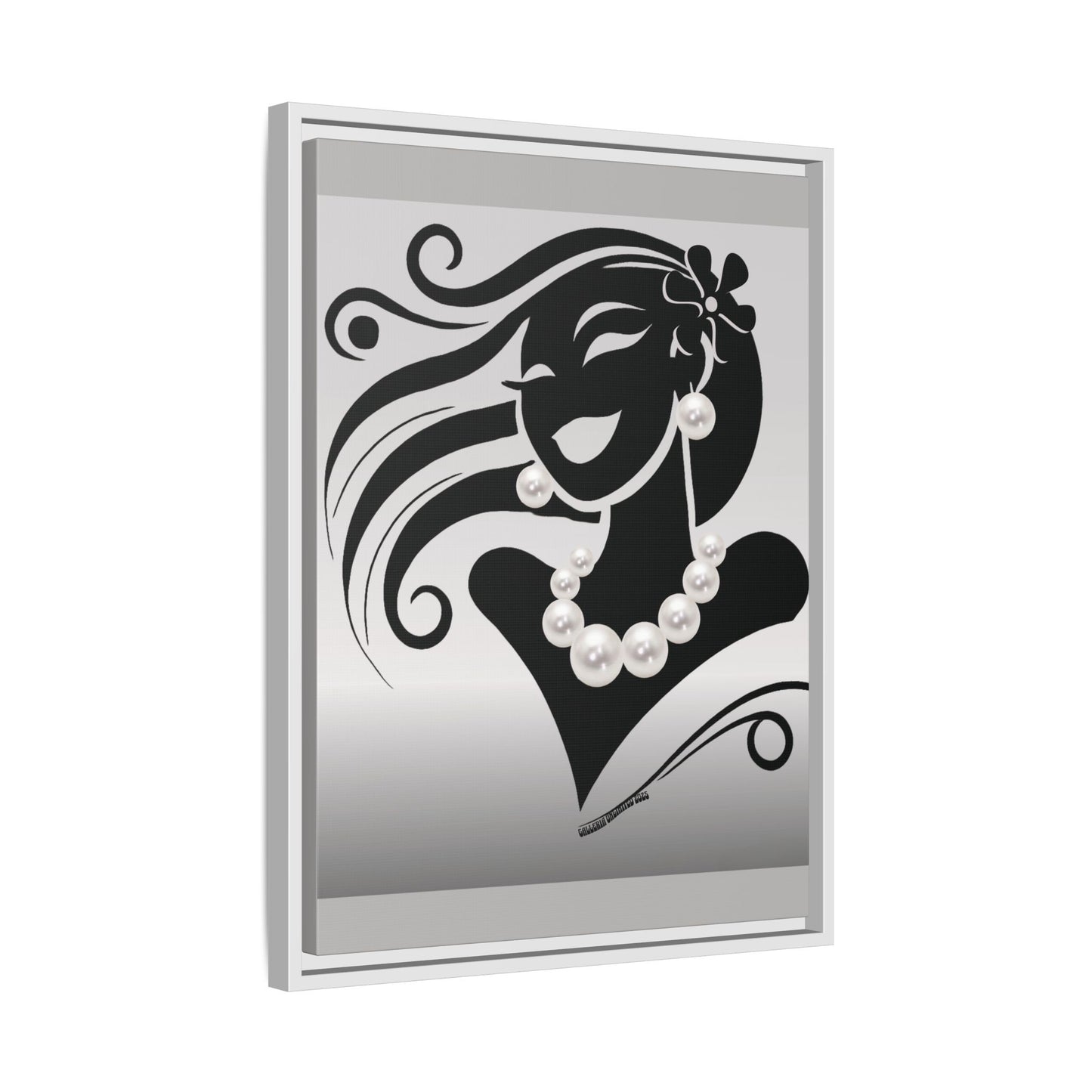 Pearls & Curls6 | Black and White - Framed Matte Canvas Art (black or white frame)