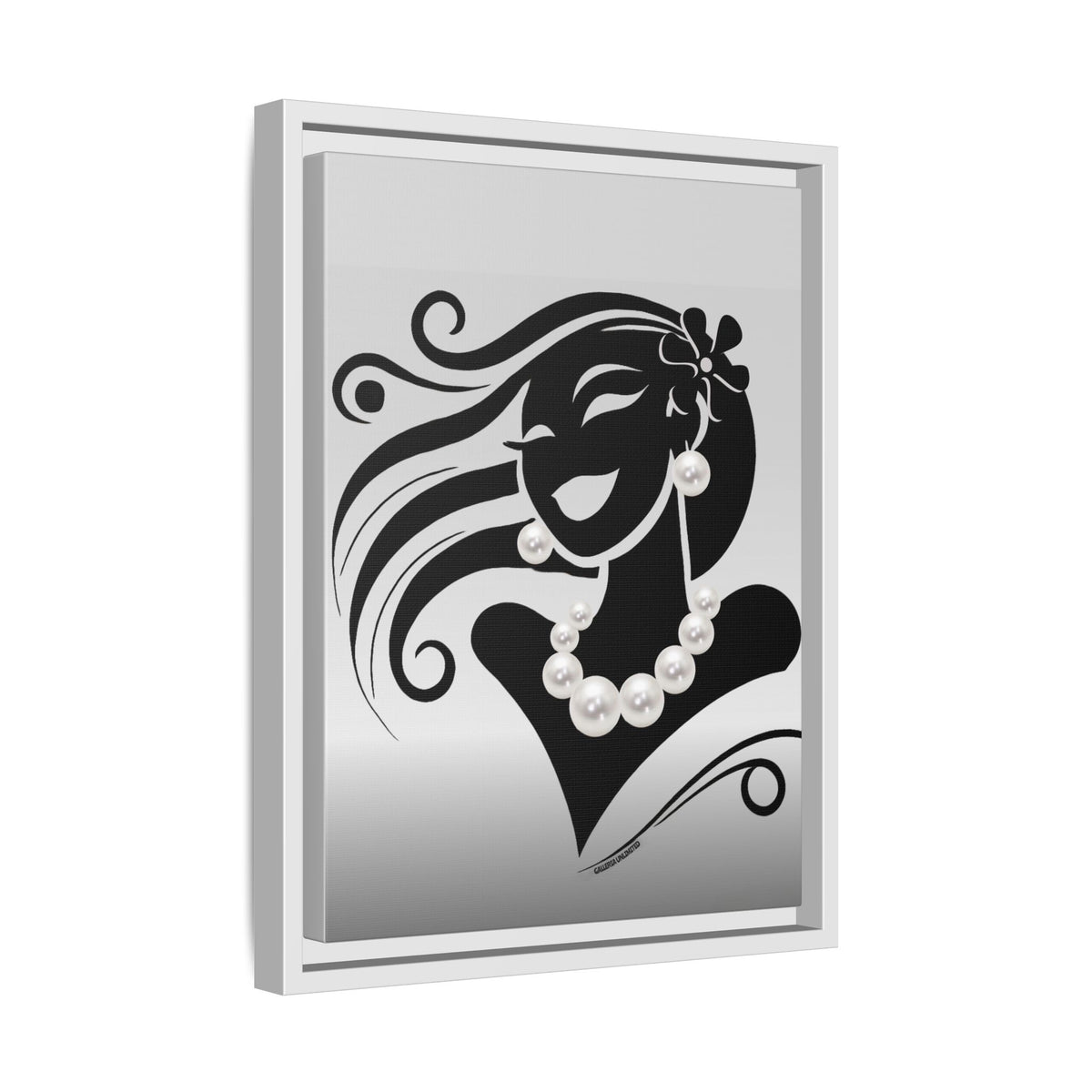 Pearls & Curls 6 | Black and White Framed Matte Canvas Wall Art (black or white frame)