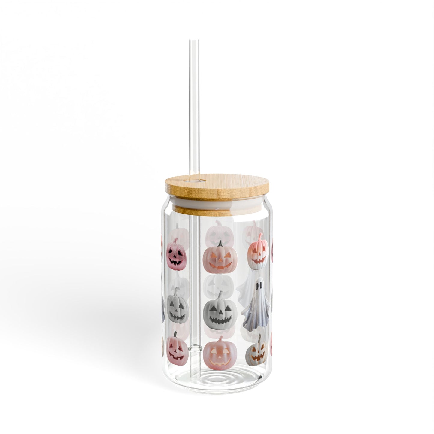 The Spooky Edit2 - Pink Jack O Lantern Sipper Glass, 16oz