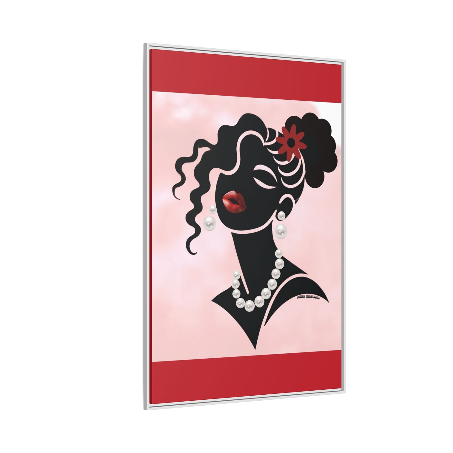 Pearls & Curls5 | Ruby Kiss - Framed Matte Canvas Art (black or white frame)