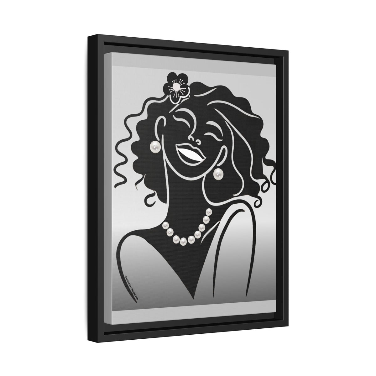 Pearls & Curls 2 | Black and White Framed Matte Canvas Wall Art (black or white frame)