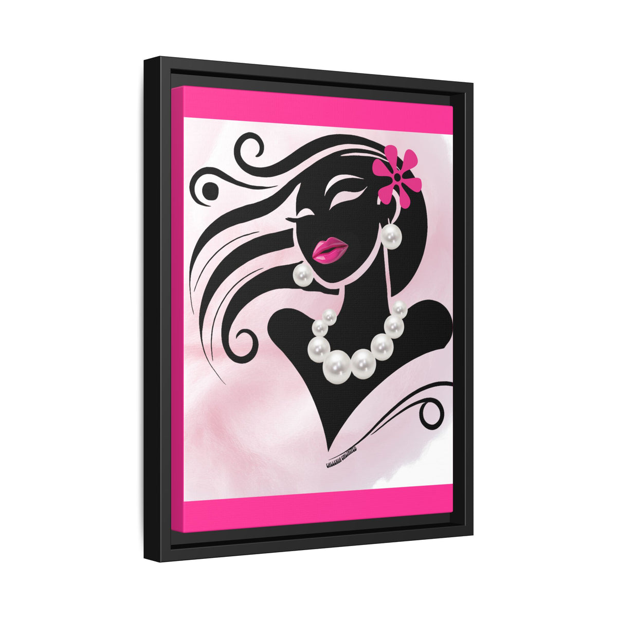 Pearls & Curls 6 | Candy Kiss Framed Matte Canvas Wall Art (black or white frame)
