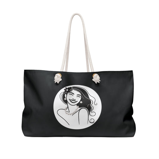 Pearls & Curls3 | Black - Two-Sided Weekender Bag
