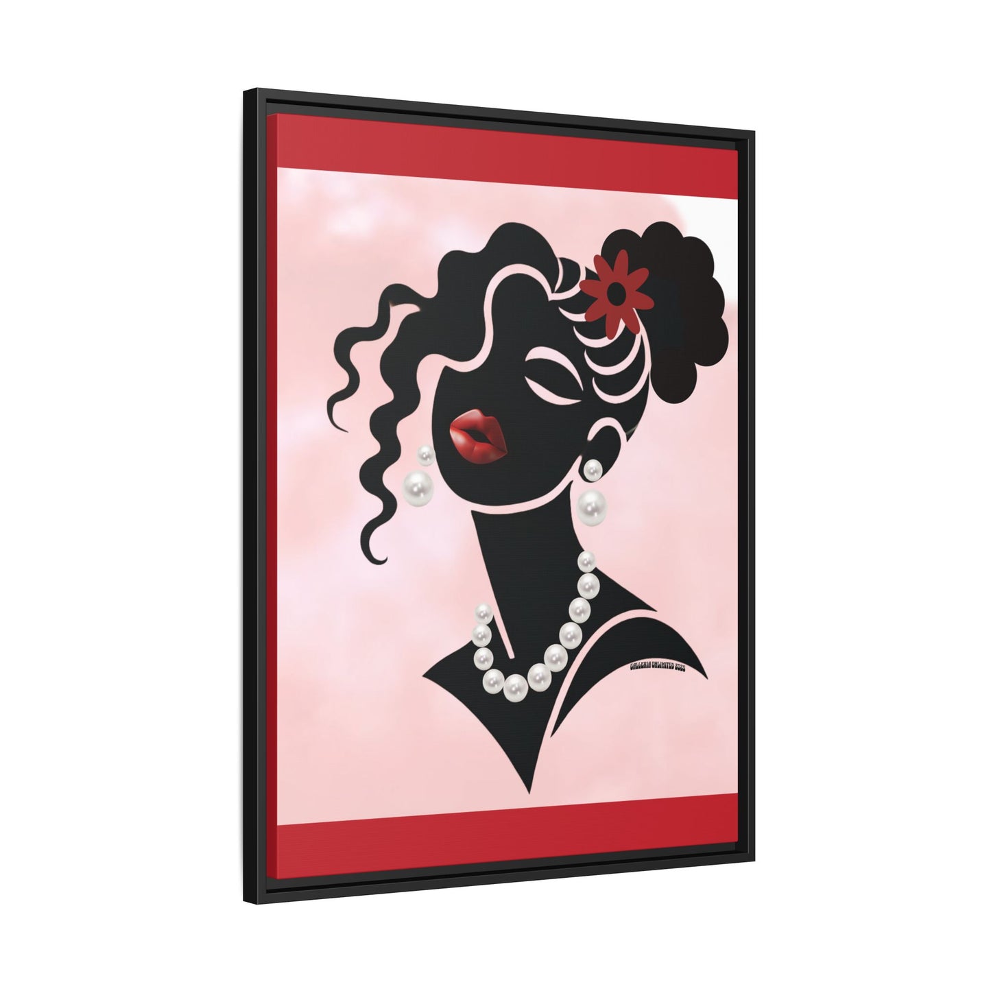 Pearls & Curls5 | Ruby Kiss - Framed Matte Canvas Art (black or white frame)