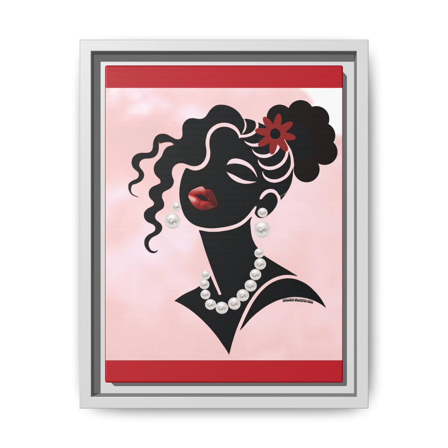 Pearls & Curls5 | Ruby Kiss - Framed Matte Canvas Art (black or white frame)