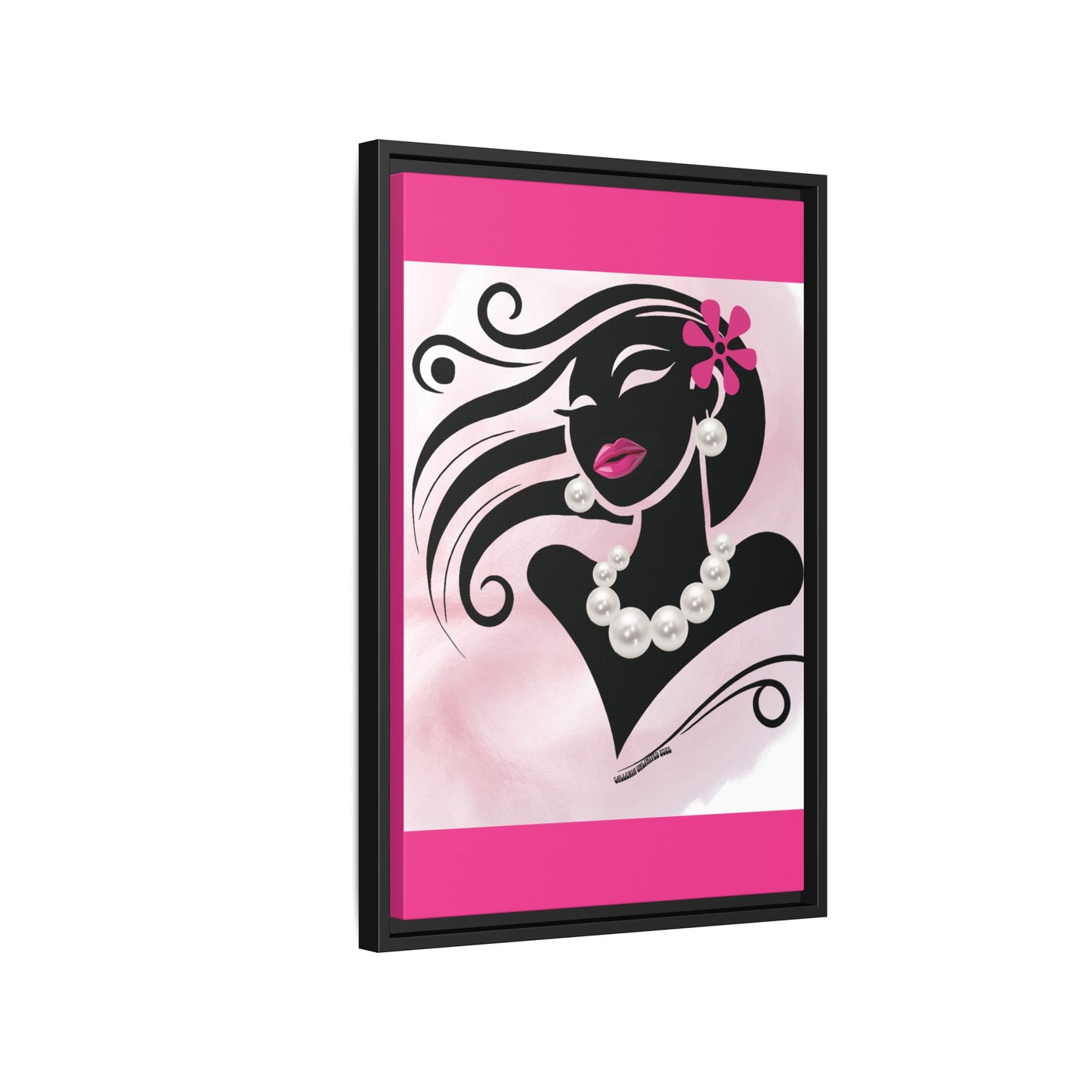 Pearls & Curls6 | Pink Pout - Framed Matte Canvas Art