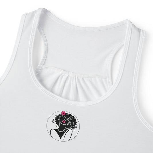 Pearls & Curls2 | White - Pink Pout Ringer Tank (black or white trim)