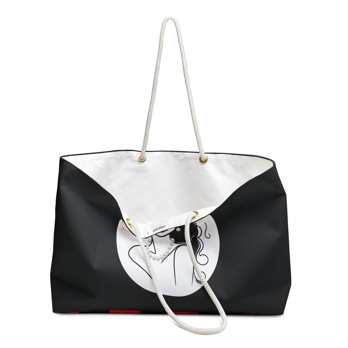 Pearls & Curls3 | Black - Two-Sided Weekender Bag