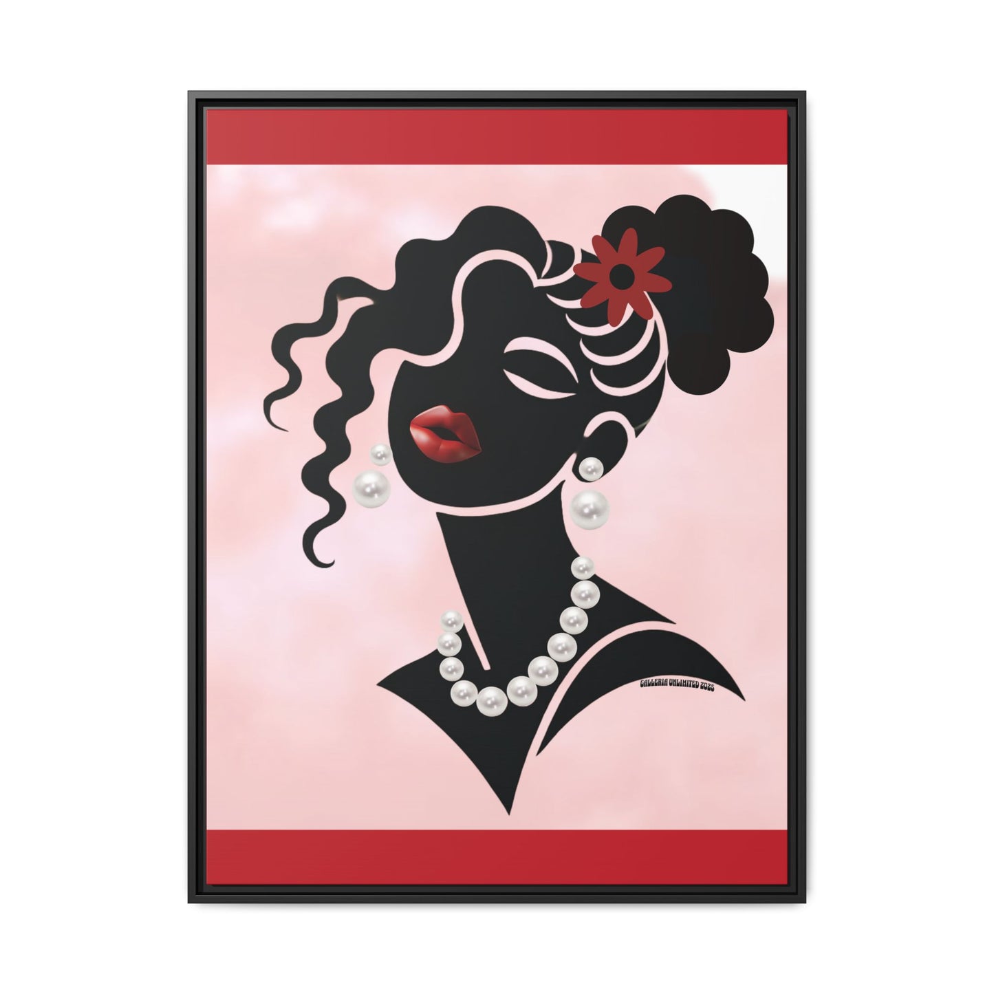 Pearls & Curls5 | Ruby Kiss - Framed Matte Canvas Art (black or white frame)