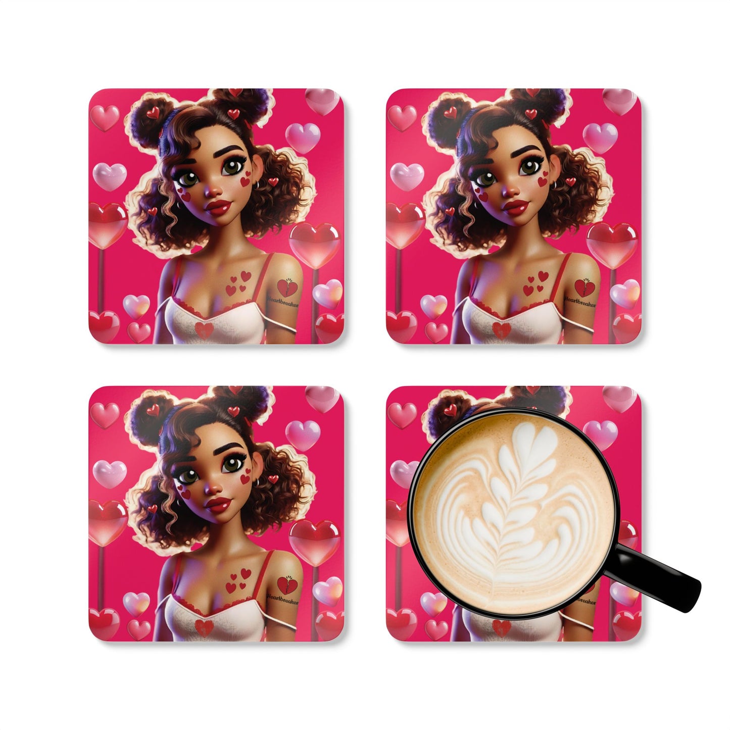 Heartbreaker 2 | Watermelon - Corkwood Coaster Set