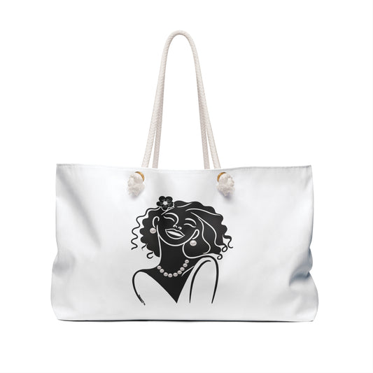 Pearls & Curls2 | White - Two-Sided Weekender Bag