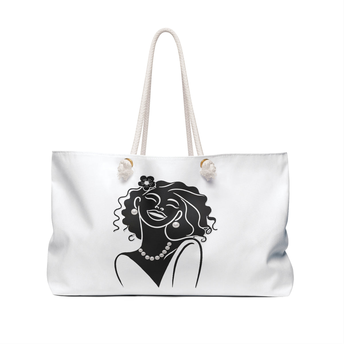 Pearls & Curls 2 | White Double-Sided Weekender Bag