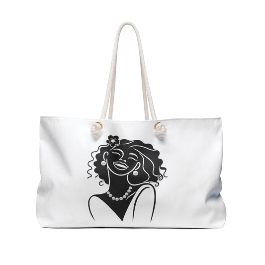 Pearls & Curls 2 | White Double-Sided Weekender Bag