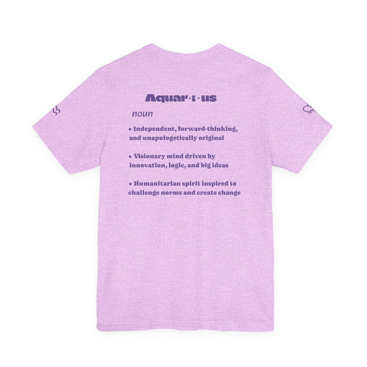 Aquarius | Word Art Graphic Tee2 (amethyst)-"Aquarius" Definition on Back