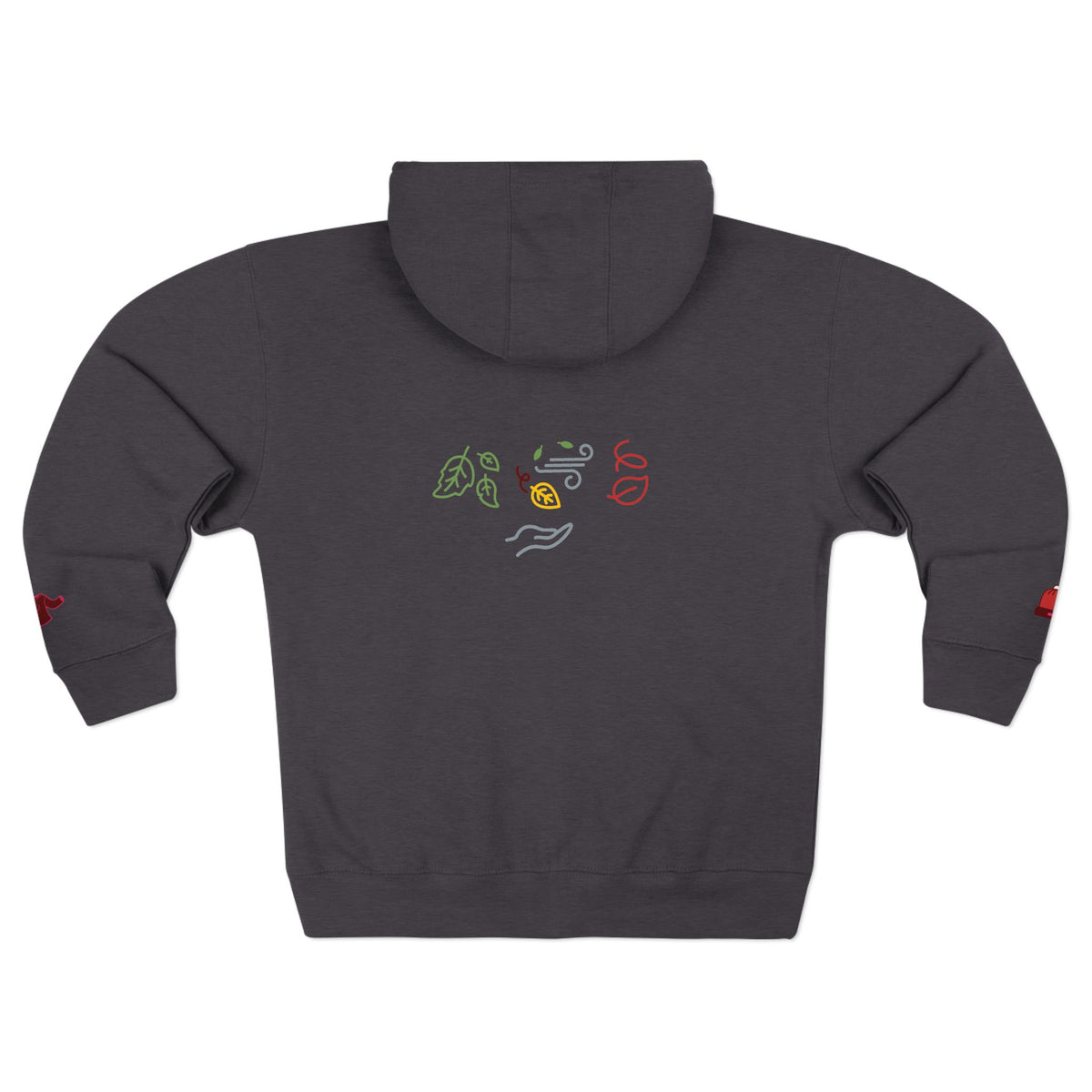 Autumn Harvest 6 | 'Sweater Weather' Graphic Icon Zip Hoodie (non-embroidered) — Cozy Fall Hoodie with Autumn Icons, front and back design